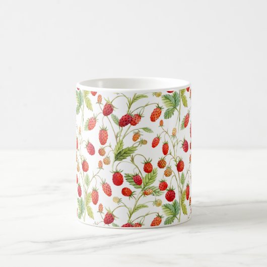 Watercolor Wild Strawberry Pattern Kaffeetasse (Mittel)