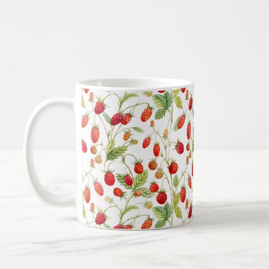 Watercolor Wild Strawberry Pattern Kaffeetasse (Links)