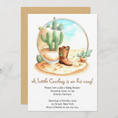 Watercolor Wild West Boy Babydusche Einladung (Vorne/Hinten)