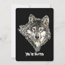 Watercolor Wild Wolf Head Design Einladung