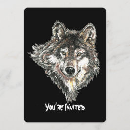 Watercolor Wild Wolf Head Design Einladung
