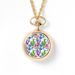 Watercolor-Wildblume-Kaktus-Muster Armbanduhr