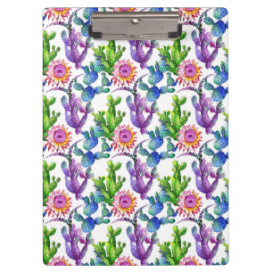 Watercolor-Wildblume-Kaktus-Muster Klemmbrett