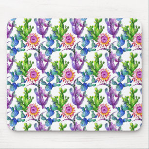 Watercolor-Wildblume-Kaktus-Muster Mousepad
