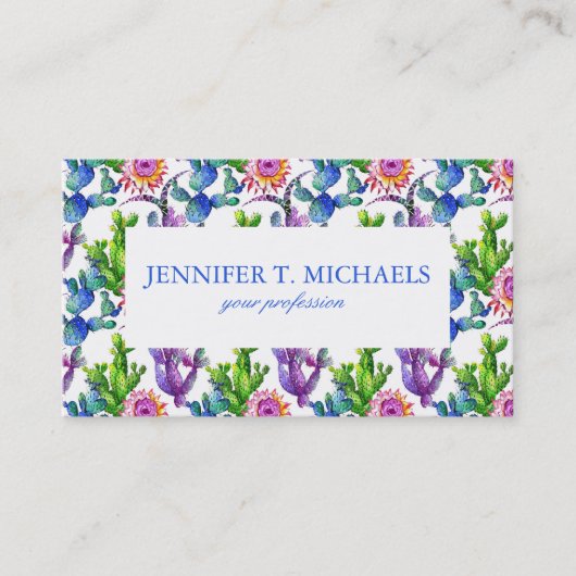 Watercolor-Wildblume-Kaktus-Muster Visitenkarte (Vorderseite)