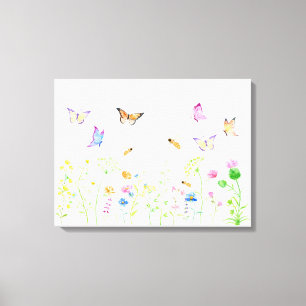 Watercolor-Wildblume-Wiesen-Leinwand-Druck Leinwanddruck