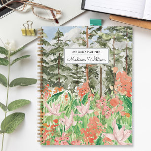 Watercolor-Wildblumen-Wiese-Blumen-Tagesplaner Notizblock