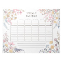 Watercolor-Wildblumen-Wochenplaner Notepad