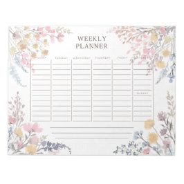 Watercolor-Wildblumen-Wochenplaner Notepad Notizblock