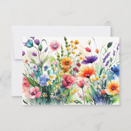 Watercolor Wilde Blume Boho Brautparty Dankeskarte (Rückseite)