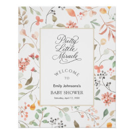 Watercolor Wildflower Baby Shower Party Signs Poster