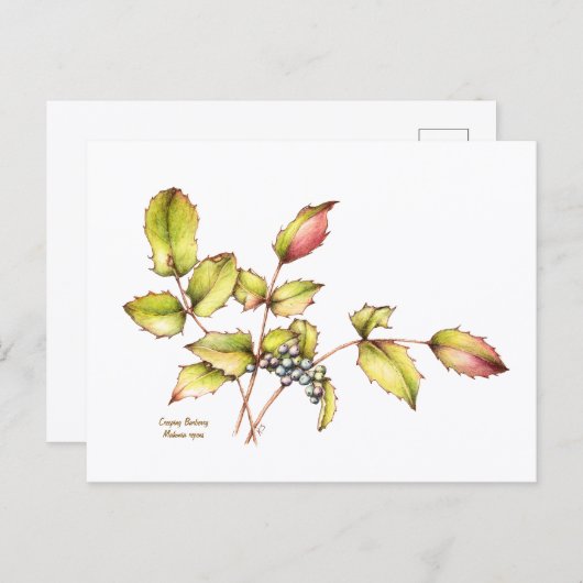 Watercolor wildflower barberry postcard postkarte (Vorne/Hinten)