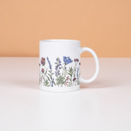 Watercolor Wildflower Border Floral Mug Kaffeetasse