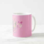 Watercolor Wildflower Bouquet with Pink Butterfly Kaffeetasse (VorderseiteRechts)