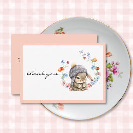 Watercolor Wildflower Bunny 1st Birthday Thank You Dankeskarte