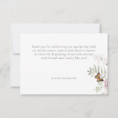 Watercolor Wildflower Butterfly Modern Wedding Dankeskarte (Rückseite)