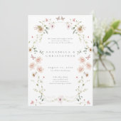Watercolor Wildflower Butterfly Modern Wedding Einladung (Stehend Vorderseite)