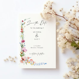 Watercolor Wildflower Calligraphy Save the Date Magneteinladung