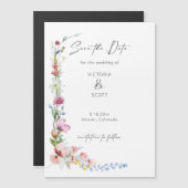 Watercolor Wildflower Calligraphy Save the Date Magneteinladung (Vorne/Hinten)