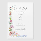 Watercolor Wildflower Calligraphy Save the Date Magneteinladung (Vorderseite)
