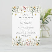 Watercolor Wildflower Field Baby Shower Einladung (Stehend Vorderseite)
