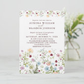 Watercolor Wildflower Garden QR Code RSVP Wedding  Einladung (Stehend Vorderseite)