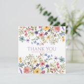 Watercolor Wildflower Girl 1st Birthday Dankeskarte (Stehend Vorderseite)