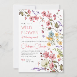 Watercolor Wildflower Girl 1st Birthday Invitation Einladung