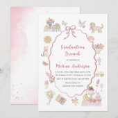  Watercolor wildflower graduation brunch invitatio Einladung (Vorne/Hinten)