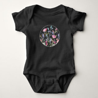 Watercolor-Wildflower-Kreis Baby Fein-Jersey-Body Strampler