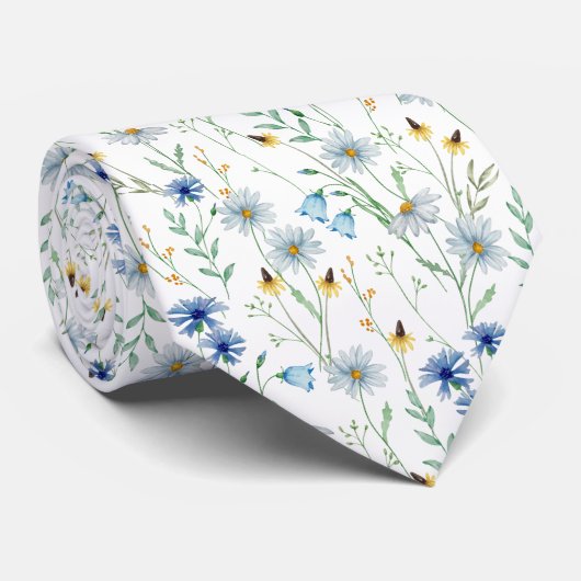 Watercolor Wildflower Meadow Floral Pattern Krawatte (Gerollt)