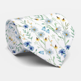 Watercolor Wildflower Meadow Floral Pattern  Krawatte