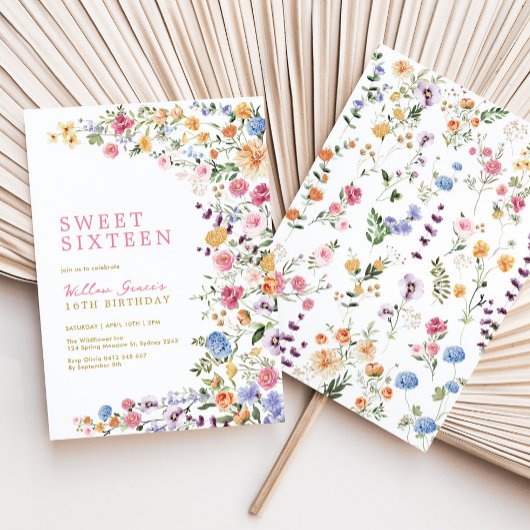 Watercolor Wildflower Meadow Sweet 16 Einladung