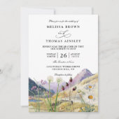 Watercolor Wildflower Mountain QR Code Wedding Einladung (Vorderseite)