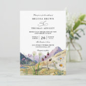 Watercolor Wildflower Mountain QR Code Wedding Einladung (Stehend Vorderseite)