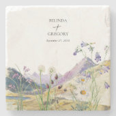 Watercolor Wildflower Mountain Wedding Favor Steinuntersetzer (Vorderseite)
