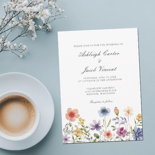Watercolor Wildflower Pretty Spring Garden Wedding Einladung