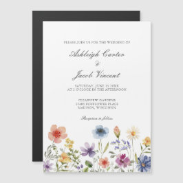 Watercolor Wildflower Pretty Spring Garden Wedding Magneteinladung