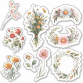 Watercolor Wildflower Scrapbook Sticker Sheet  (Vorderseite)