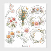 Watercolor Wildflower Scrapbook Sticker Sheet  (Blatt)