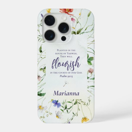 Watercolor Wildflower Scripture Personalized iPhone Hülle (Rückseite)