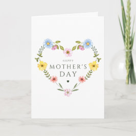 Watercolor Wildflower Shaped Heart Mother's Day Karte