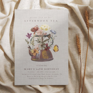 Watercolor Wildflower Tea Party Birthday Einladung