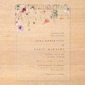 Watercolor Wildflower Wedding Acryleinladungen (Vorderseite)