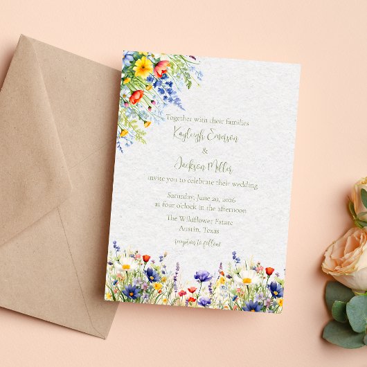 Watercolor Wildflower Wedding Invitation Einladung