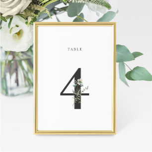 Watercolor Wildflower Wedding Table Number 4 Tischnummer
