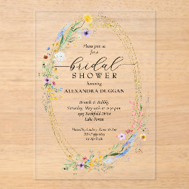 Watercolor Wildflower Wreath Bridal Shower Acryleinladungen