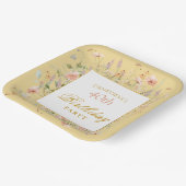 Watercolor Wildflowers 40th Yellow Birthday Pappteller (Gewinkelt)