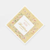 Watercolor Wildflowers 40th Yellow Birthday Serviette (Ecke)