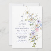 Watercolor Wildflowers Baptism Invitation Einladung (Vorderseite)